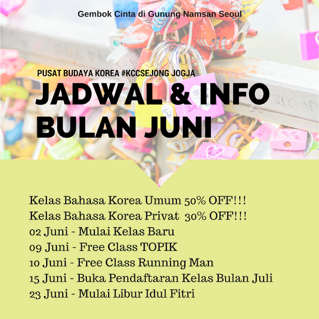 Jadwal Bulan Juni Pusat Budaya Korea KCC Sejong Jogja