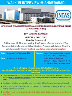 INTAS Pharma Walk in