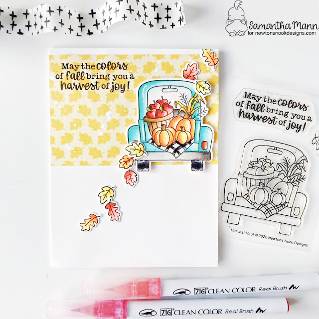 Fall Truck Card by Samantha Mann | Harvest Haul Stamp Set and Autumn Paper Pad by Newton's Nook Designs #newtonsnook