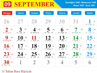 Kalender Bulan September 2018
