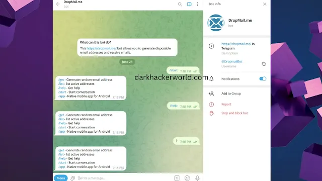 DropMailBot Telegram Bot