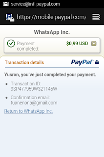 Menambah Masa Aktif Whatsapp Dengan PayPal