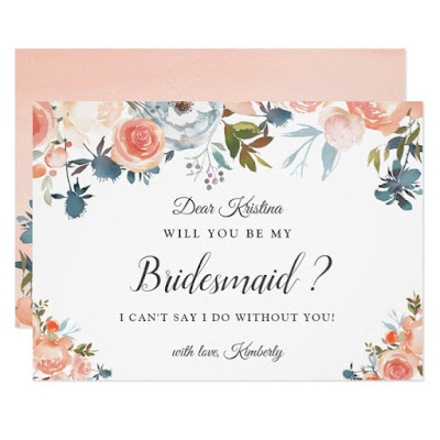 Rustic Peach Floral Will You Be My Bridesmaid Invitation