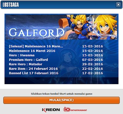 Tampilan Awal Sebelum Memulai Bermain Game LostSaga