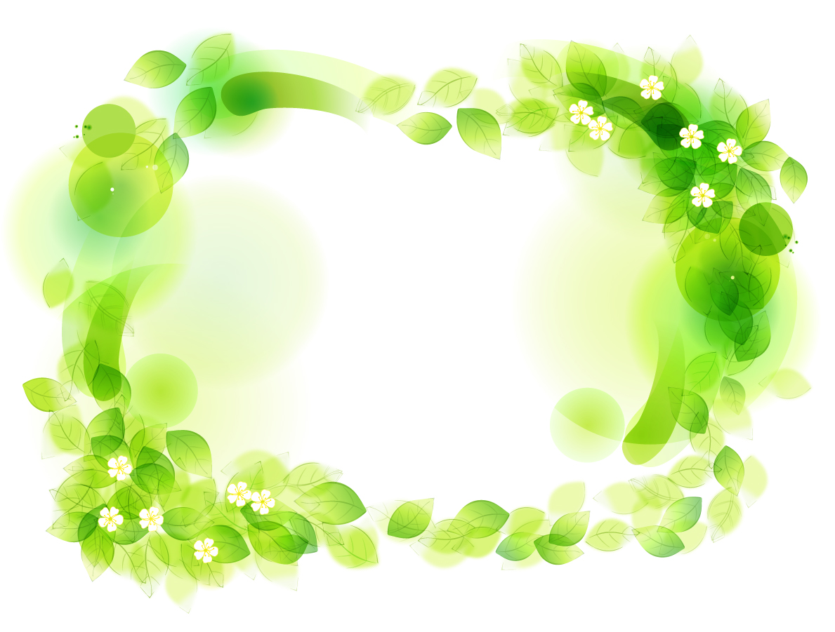 Free Vector がらくた素材庫 淡い緑の葉が重なるフレーム Green Floral Frame Vector Illustration イラスト素材