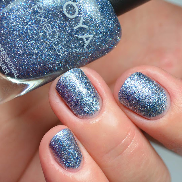 textured blue glitter nail polish swatch