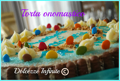 torta con togo e smarties, per  onomastico.