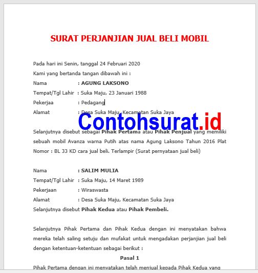 Surat Perjanjian Jual Beli Motor Yang Baik dan Benar ...