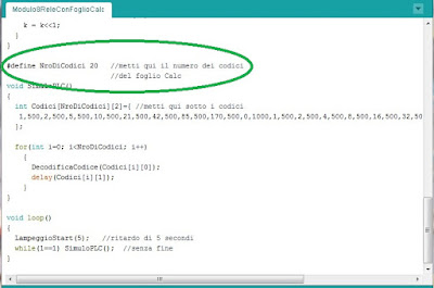 Fig. 5 - Sketch per il controllo degli 8 relè con Arduino UNO R3 di Paolo Luongo