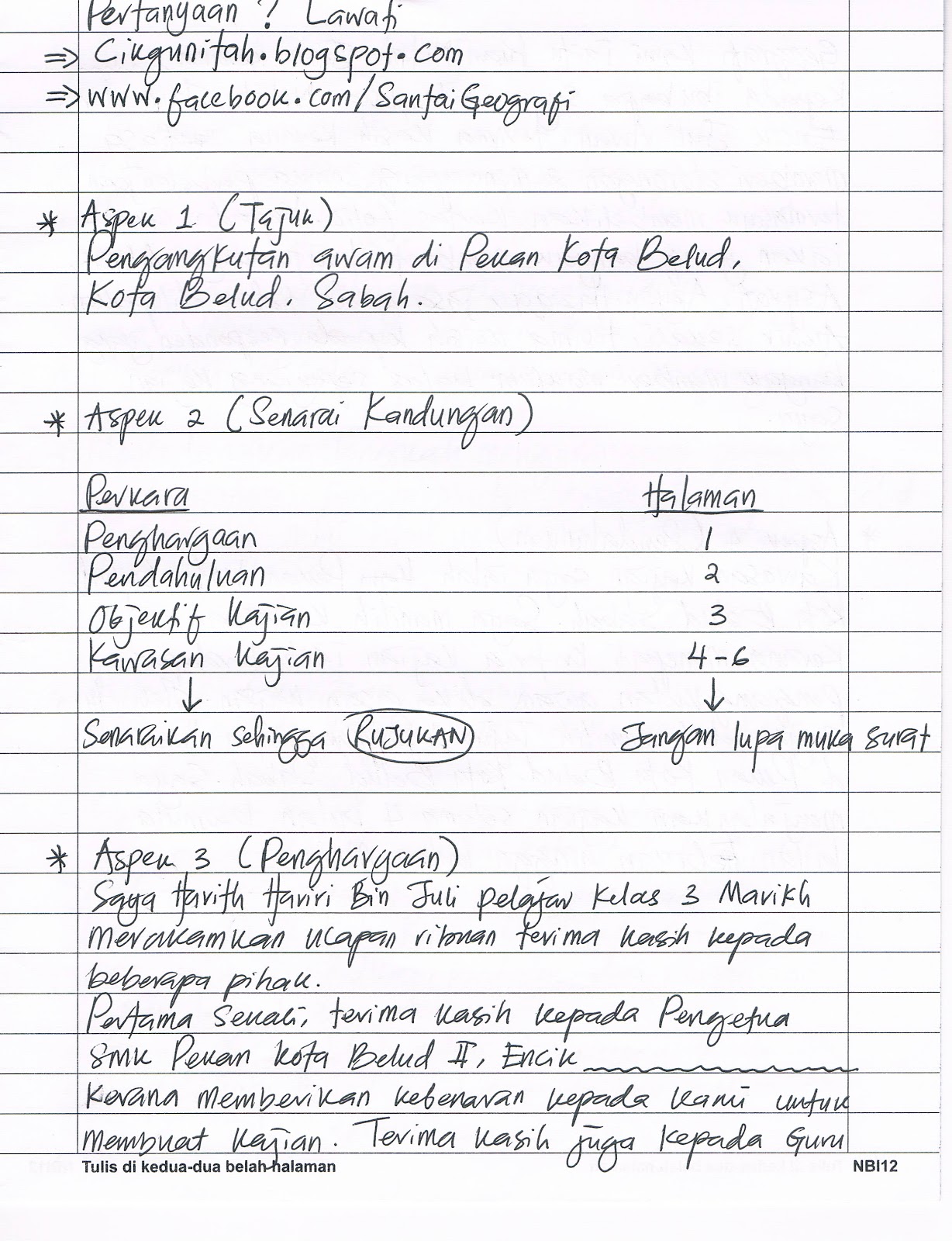 Contoh Kerja Kursus Geografi 2013 (aspek 1-7)  KONGSI 