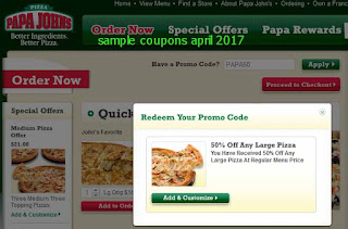 Papa Joes Pizza coupons for april 2017