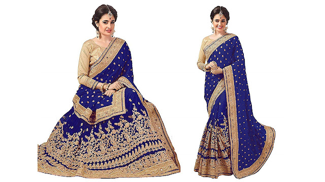 Ananya E Commerce Women 's Silk saree With Blouse Peice(Blue)