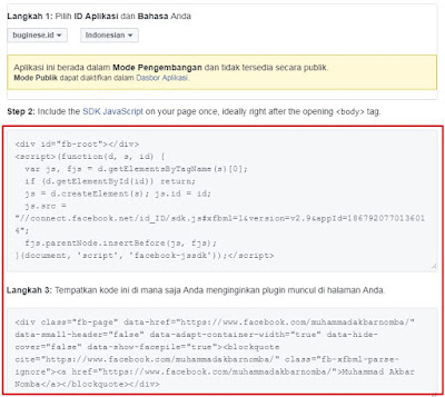 cara memasang fanspage facebook di blog