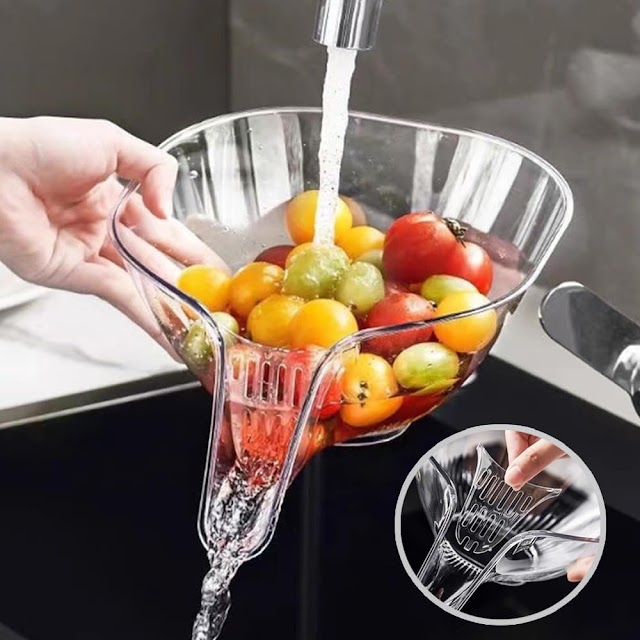 Multi-functional Vegetable and Fruit Washing Drain Basket Funnel