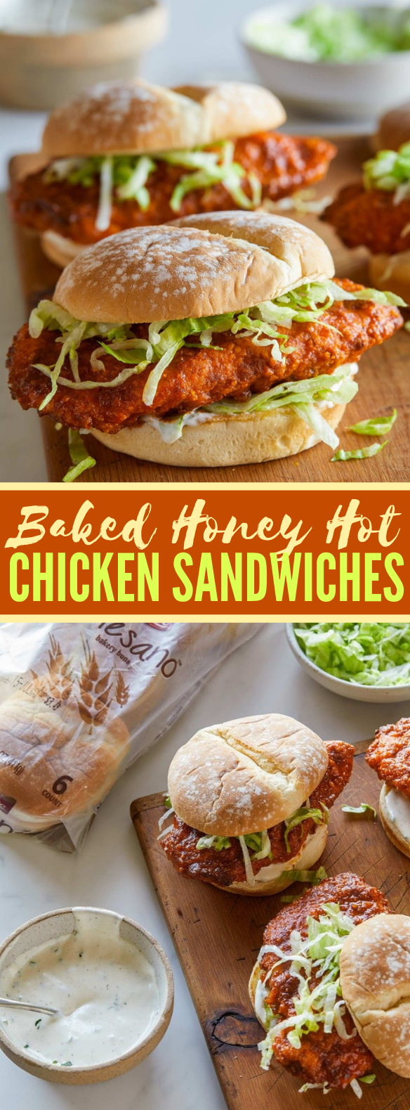 Baked Honey Hot Chicken Sandwiches #dinner #burger