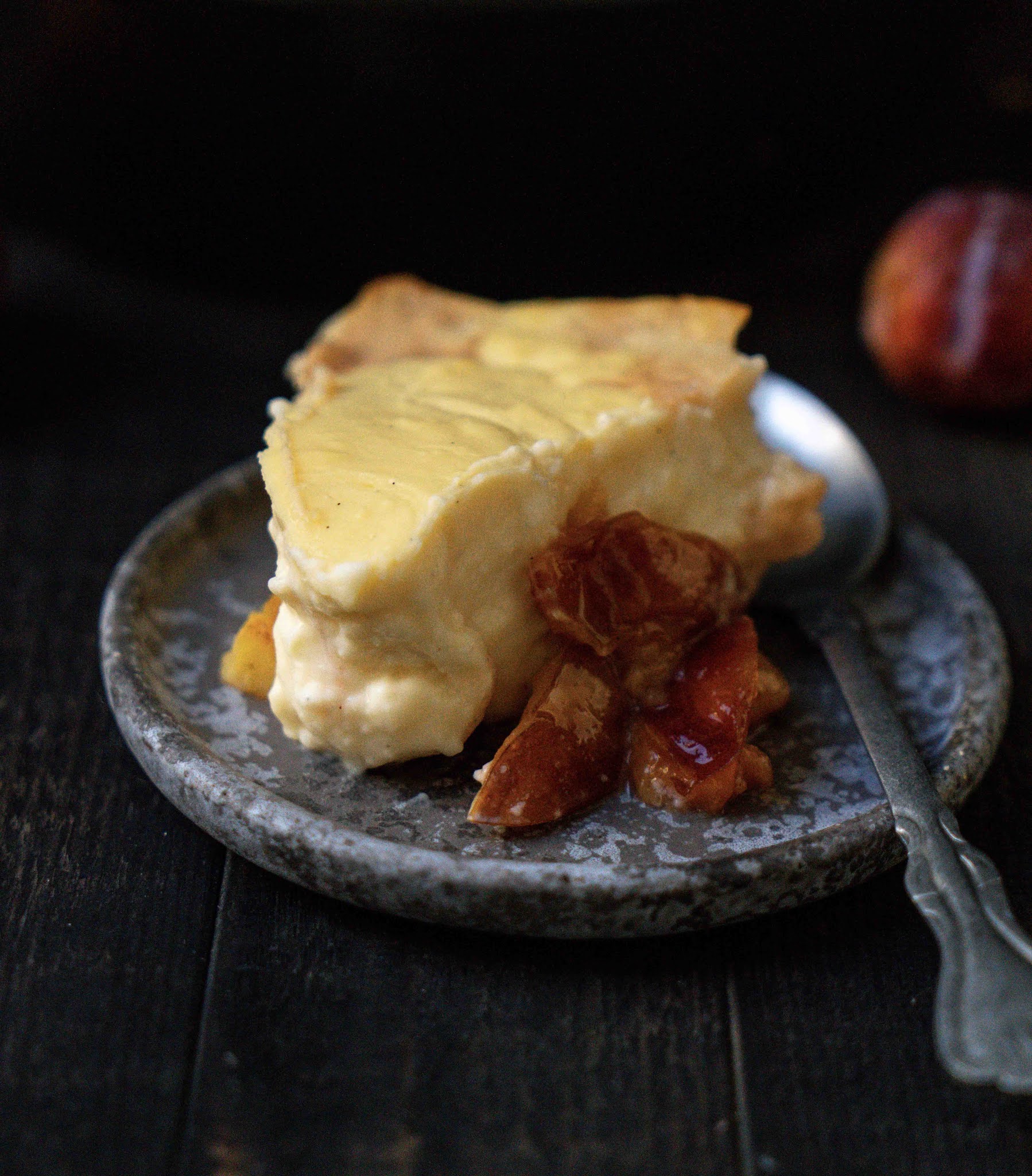 quetsches, flan à la vanille