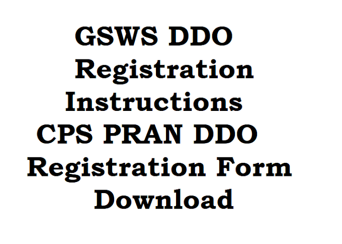 GSWS DDO PRAN Registration ID Instructions CPS PRAN GSWS DDO Registration Form Download 