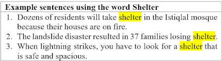 16 Example sentences using the word Shelter and Its definition