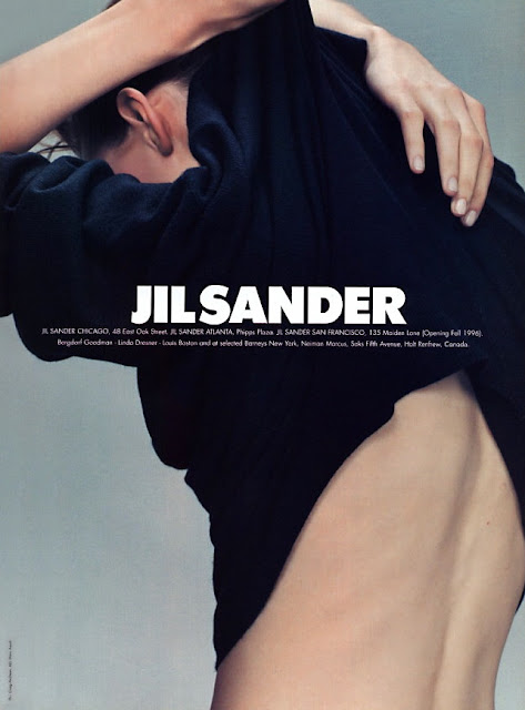 Guinevere van Seenus for Jil Sander's Spring/Summer 1996 catalogue and ad campaigns. Bleached eyebrows, minimal makeup, quintessentially 90's fashion photography. Creative team: Craig Mcdean, Eugene Souleiman, Pat McGrath, Marc Ascoli