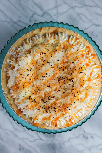 Toasted Coconut Cream Pie with Caramel Drizzle | The Chef Next Door