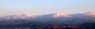 Massed clouds over the Greek mountains