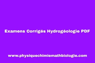 Examens Corrigés Hydrogéologie PDF