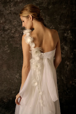 one shoulder modern wedding gown