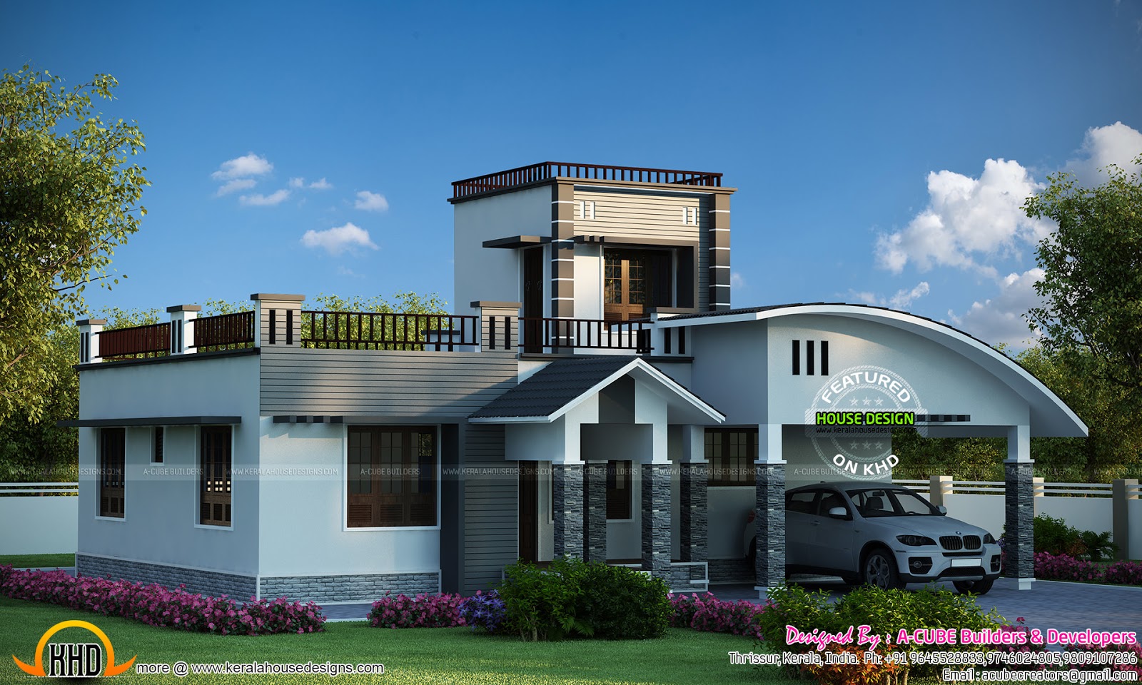  One  floor  house  with double height area Kerala  home  