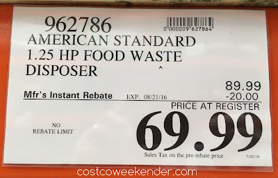 Deal for the American Standard ASD-1250 Food Waste Disposer at Costco