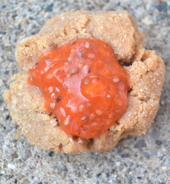 No-Bake Peanut Butter Thumbprint Cookies with Chia Jam