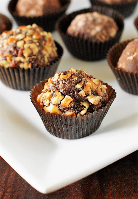 Homemade Chocolate Truffles Rolled in Chopped Pecans Image