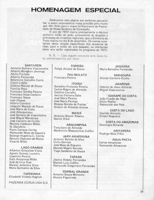 PROGRAMA DA FESTA DE NOSSA SENHORA DA CONCEIÇÃO - 1972 - PAG 21