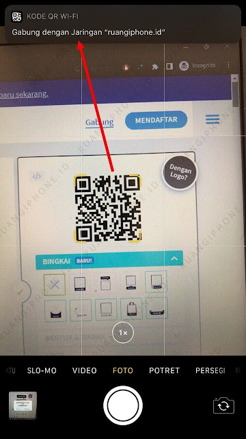 buka pemberitahuan scan barcode wifi di iphone