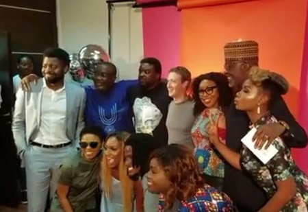 Mark Zuckerberg meets Nollywood stars, RMD, Rita Dominic, Stephanie Linus, Basketmouth, Yemi Alade, Kunle Afilayan at Naija Talent Lounge