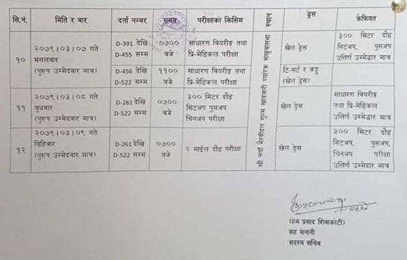 Nepal Army Physical Exam Routine Sankhuwasabha