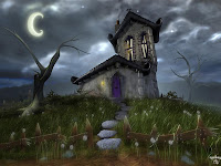 dark night spooky house wallpaper