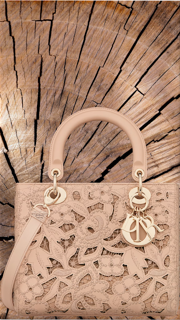 ♦Medium Lady Dior bag in sand pink calfskin and D-Lace embroidery with macramé effect #dior #ladydior #bags #pink #brilliantluxury