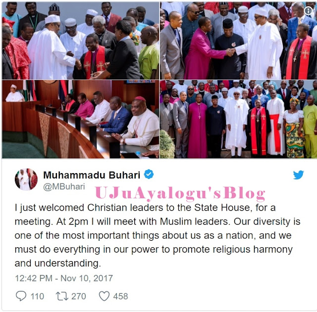 We Must Promote Our Religious Harmony - Buhari Says as He Hosts CAN Leaders in Aso Rock (Photos)