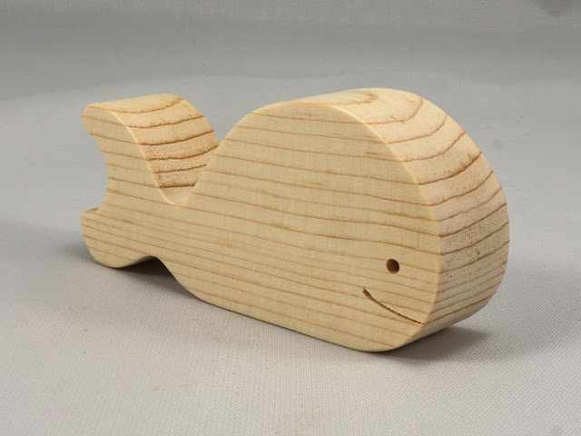 Wood Toy Whale Blank Cutout, Handmade, Unfinished, Unpainted, Paintable, Ready to Paint, Freestanding, Chunky, and Stackable