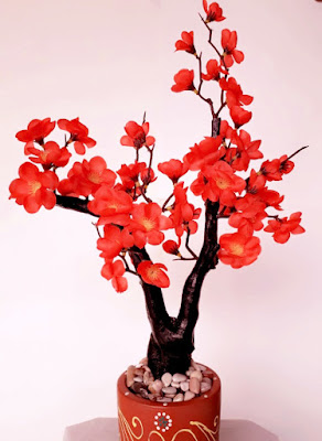 Gambar Bunga Plastik Sakura Merah Bata