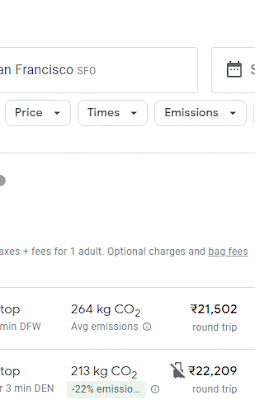GoogleFlights carbon emission