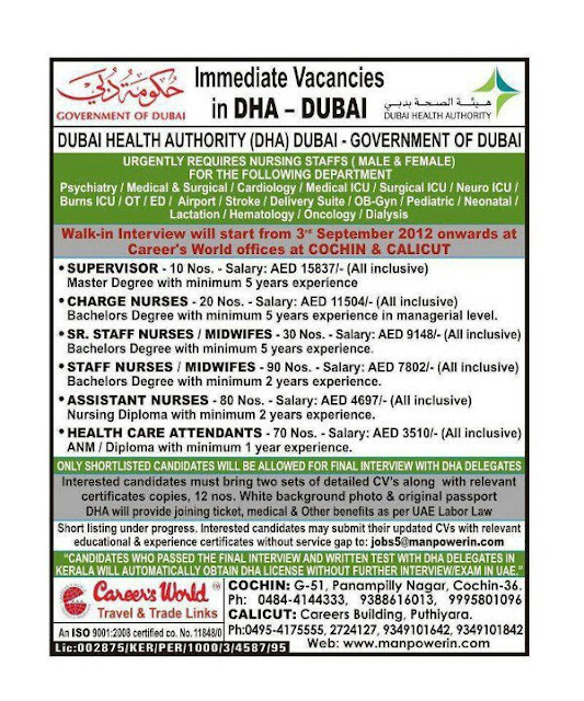 Nurse Vacancy in DHA - Dubai