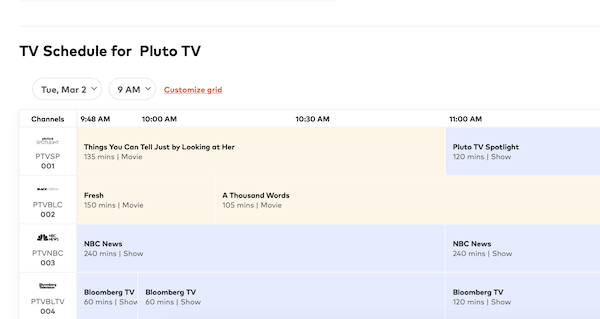 Pluto TV Guide