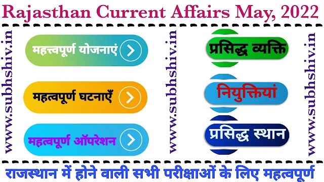 Rajasthan Current Affairs May 2022 hindi PDF