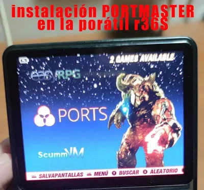 tutorial de instalación de juegos PORTMASTER para sistemas como la portátil R36S