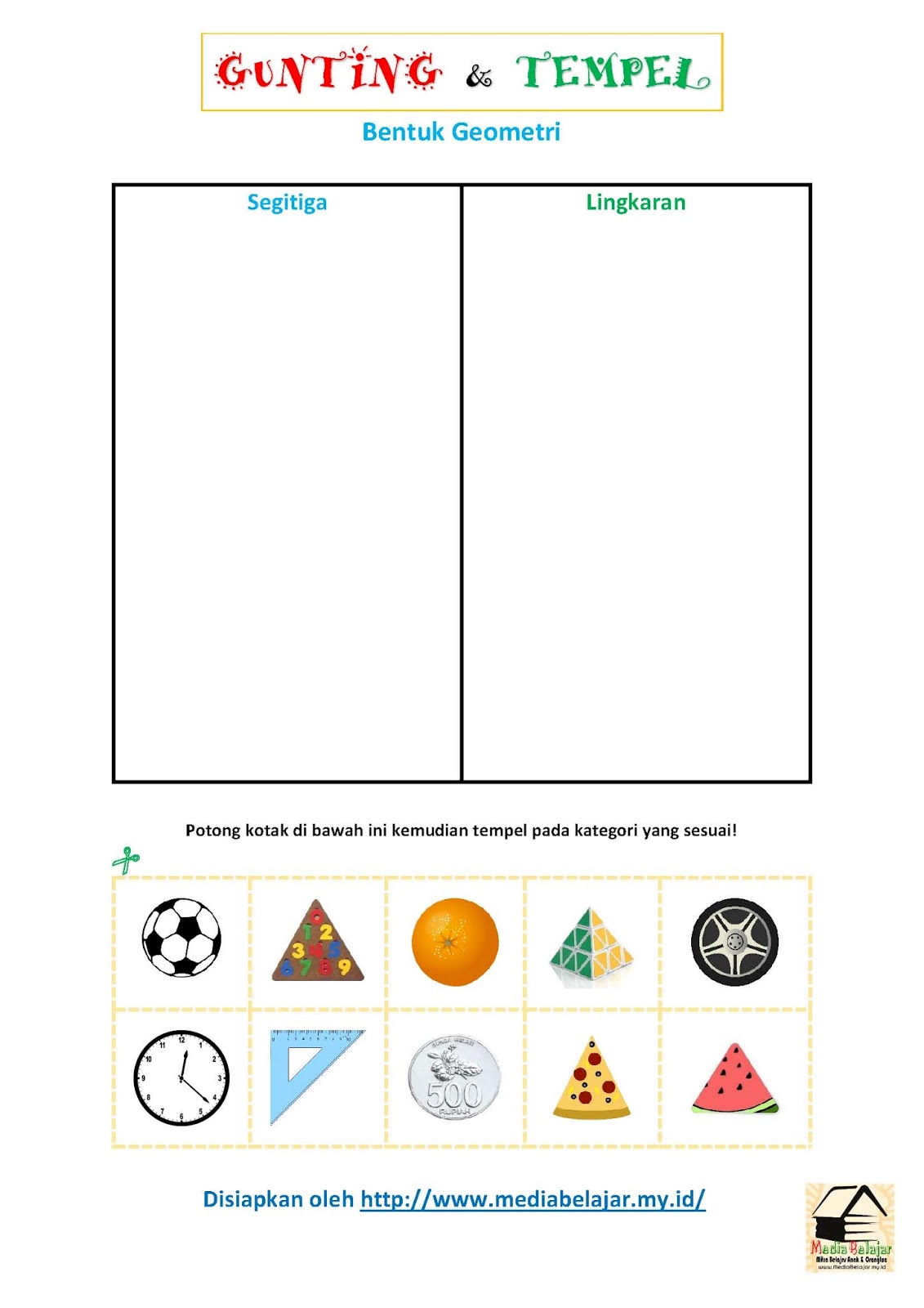 Gunting Tempel Bentuk Geometri Segitiga Vs Lingkaran