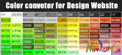 Bảng mã màu để thiết kế Blogspot, Website