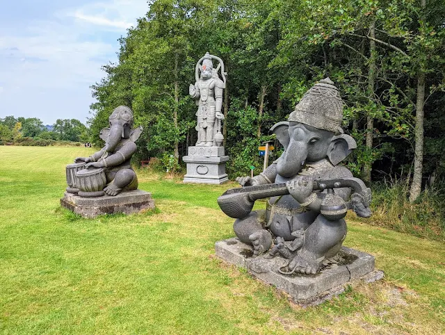 Ganesh and Hanuman statues at Victor's Way in County Wicklow Ireland