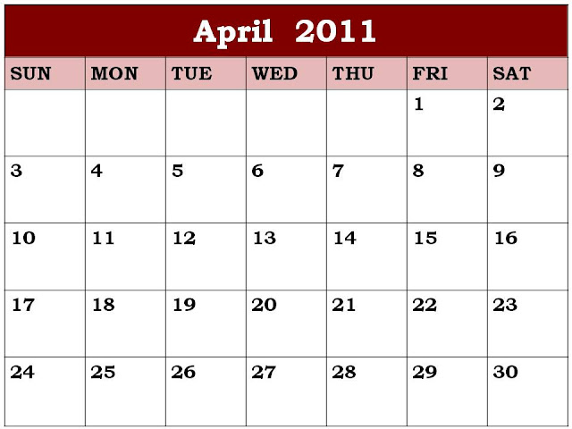 blank 2011 calendar april. lank 2011 calendar april.