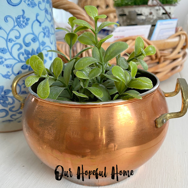 shiny vintage copper pot brass handles